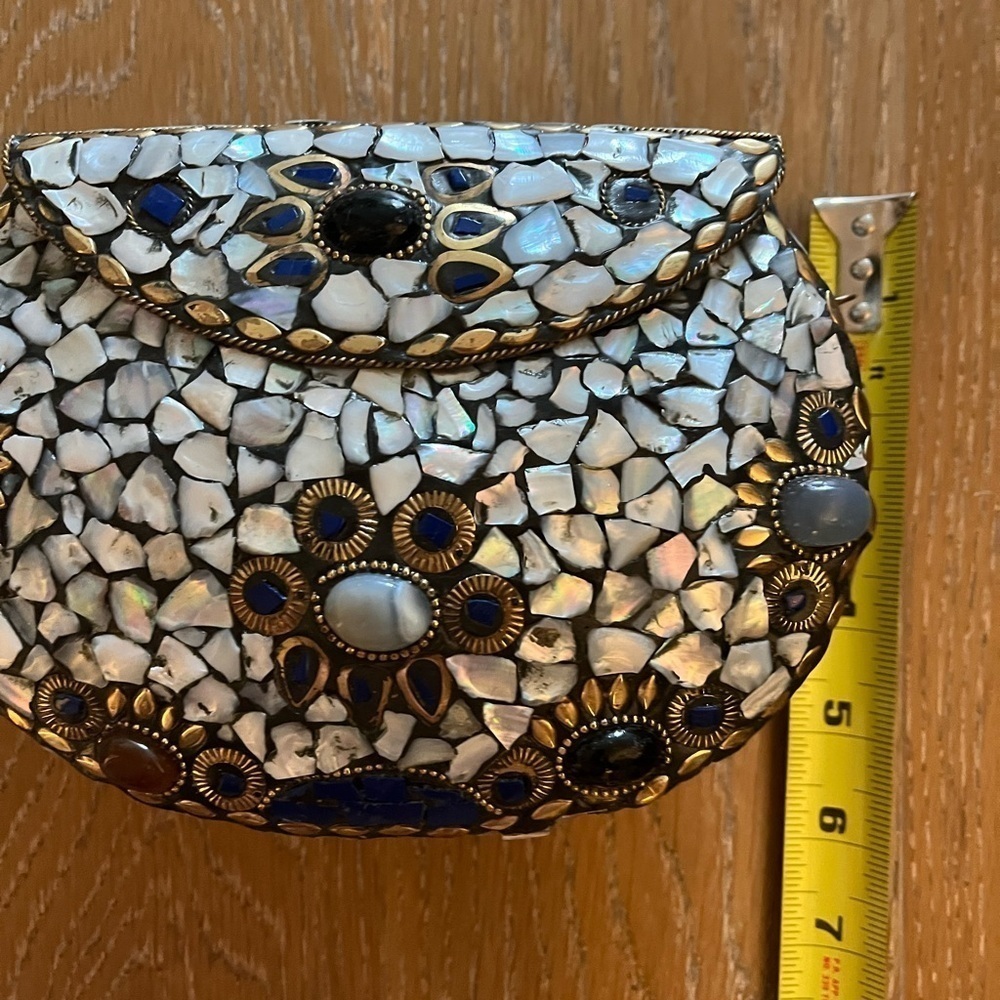 Hand made mother of pearl purse crossbody chain made in India one of a kind - Picture 9 of 11